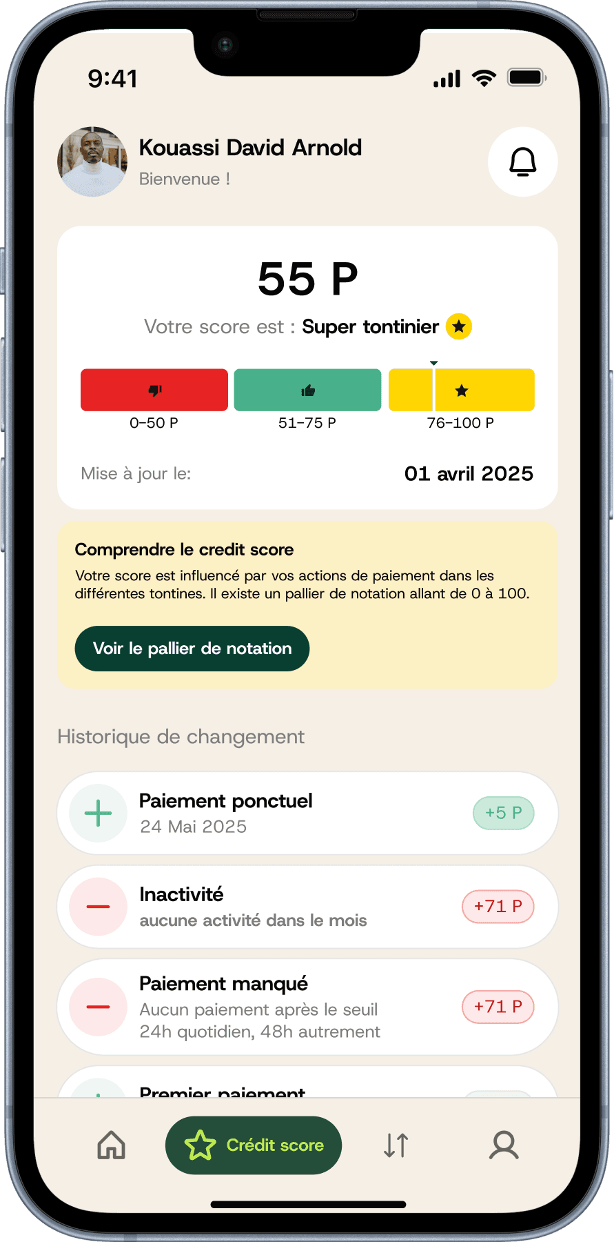Soyez régulier votre score vous donnes des avantages